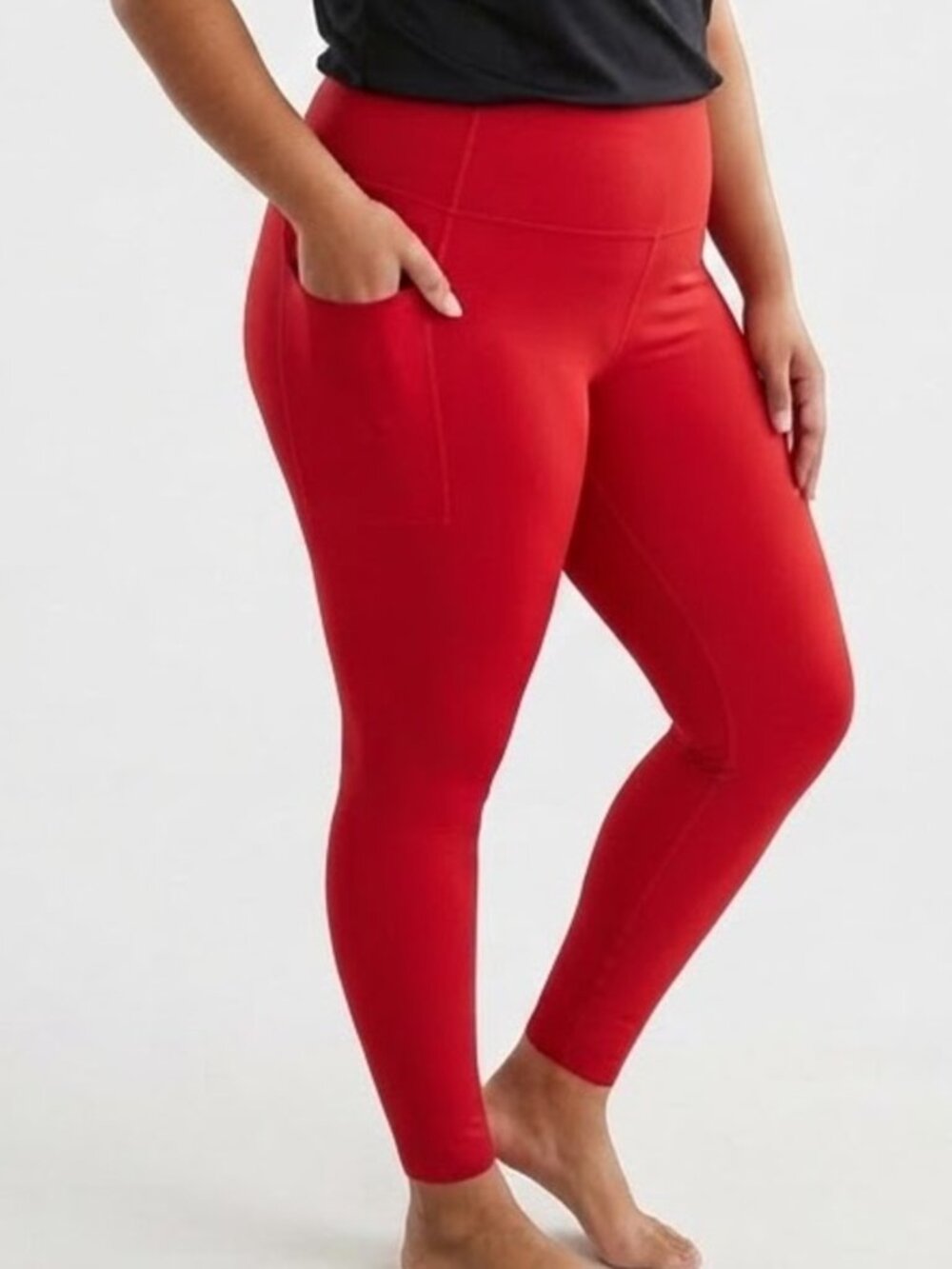 All In Motion Red High Waisted Leggings Women's Size L Athleisure Activewear NWT